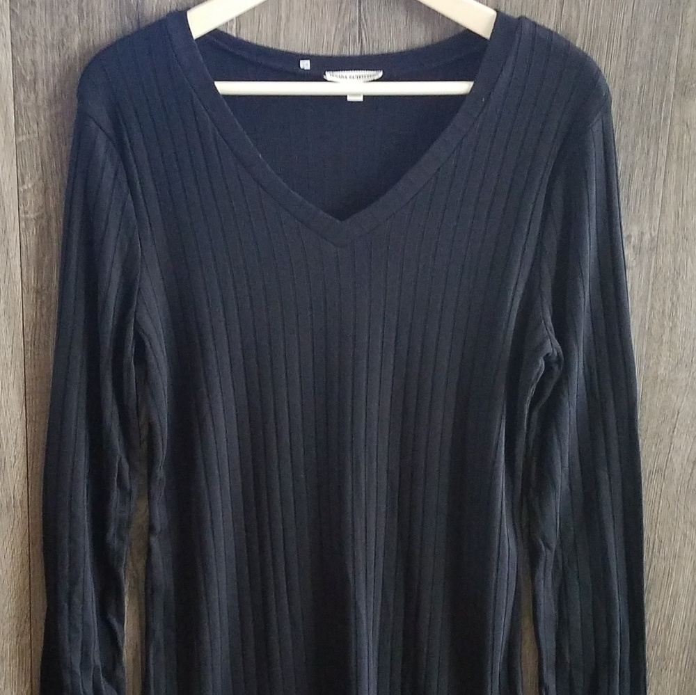 Black Ribbed Long Sleeve Dress NWOT